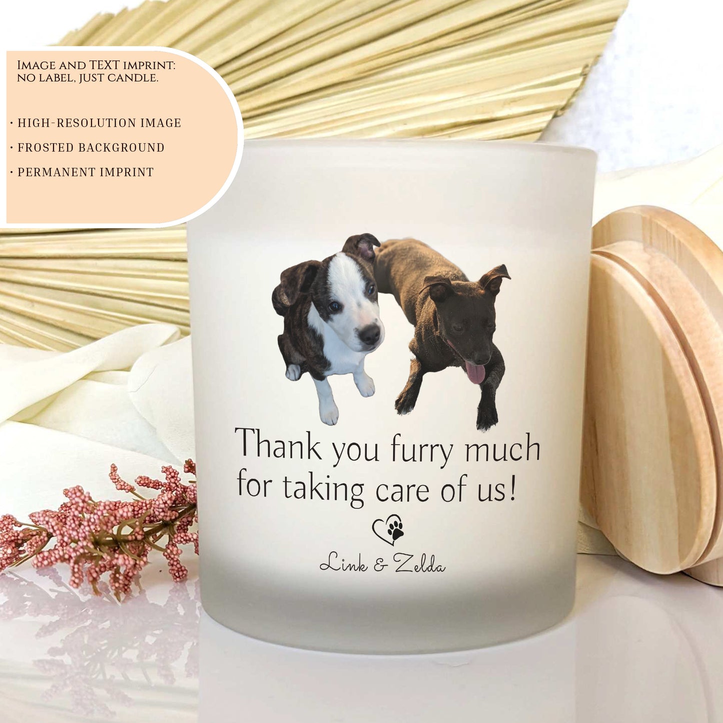 Pet Sitting Gifts, Neighbor Thank You Gifts, Personalized Candles, Personalized Gifts, Pet Sitter Thank You Gifts Pet Picture Gift