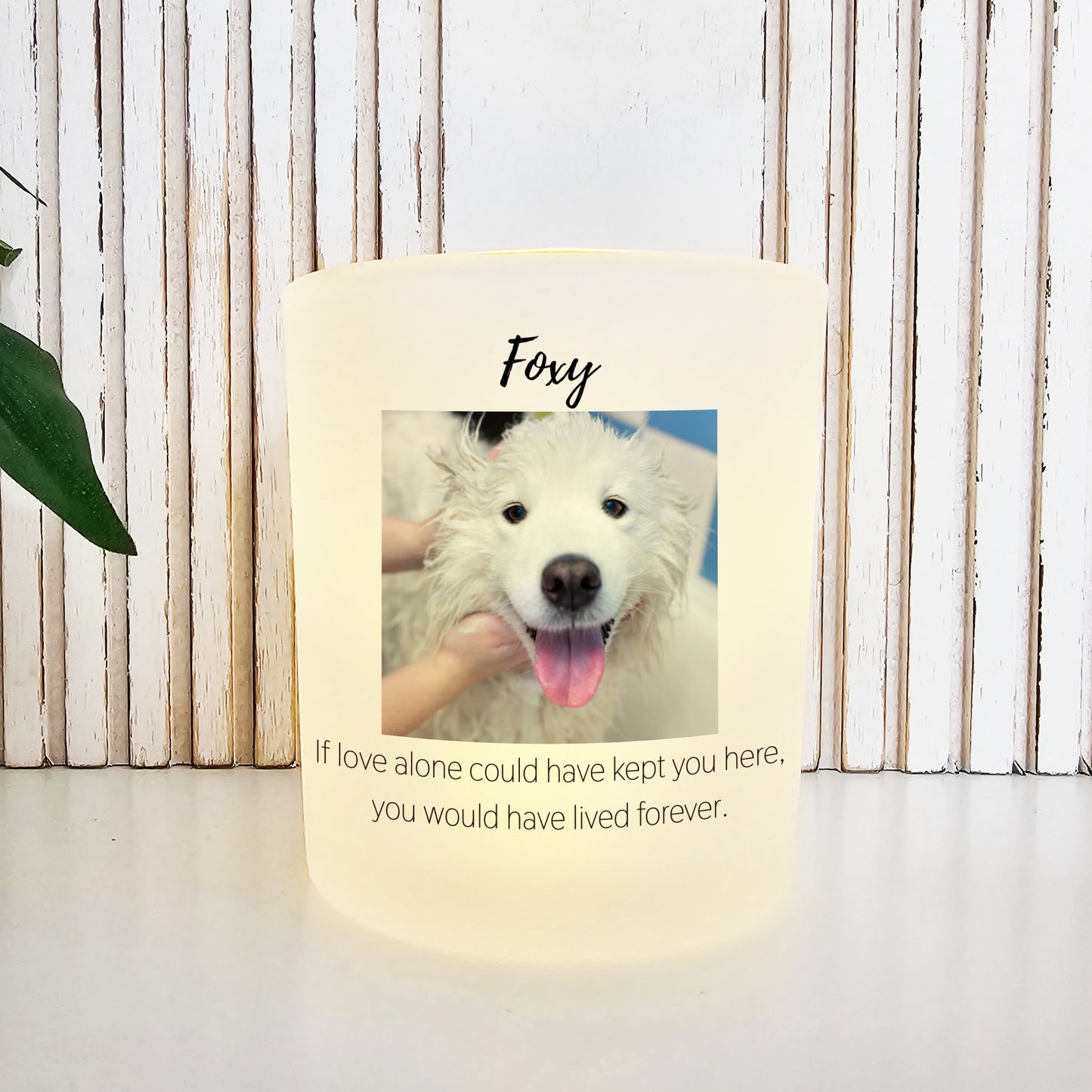 Personalized Remembrance Pet Memorial Candle for Dogs, Cats, and Pets - LED Tea Light Candle Holder