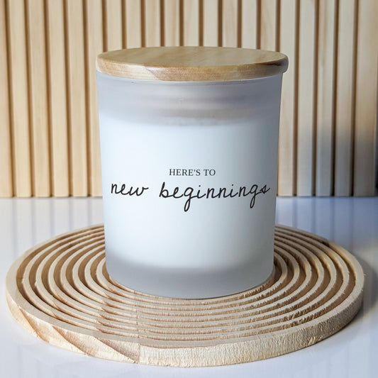 Here's to New Beginnings Scented Candle Gift Set Gift for New Job Gift Job Promotion Sobriety Home Start New Housewarming gift Xmas Present