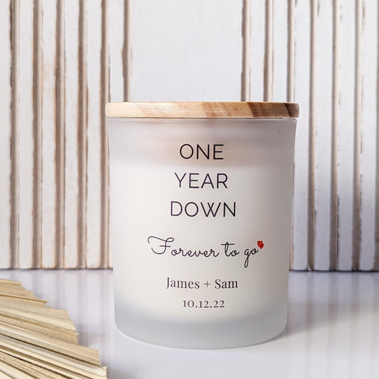 One year down, forever to go anniversary candle