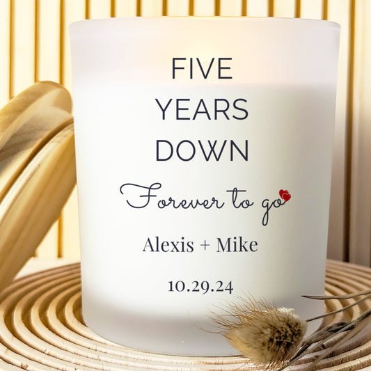 Five Years Down, Forever to Go: Personalized Anniversary Candle Gift for him